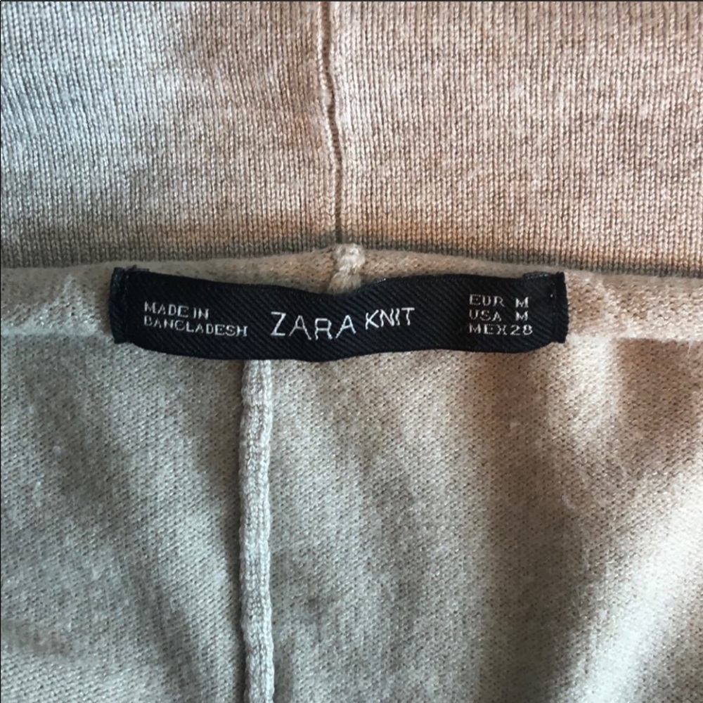 Zara knit open front cardigan sweater tan medium